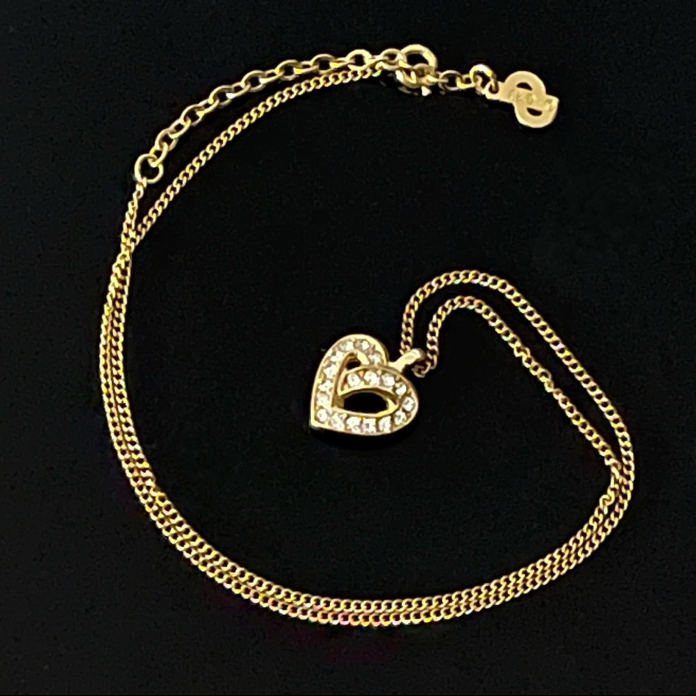 ✨Signed Christian Dior Rhinestones Heart Necklace